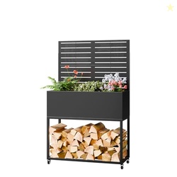 Trygoal Metal Planter Box with Trellis,55" Raised Garden Beds with Tre