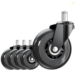 ASHGOOB 3 Inch Office Chair Wheels, Set of 5 (Black)