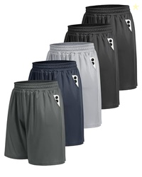 BOOJO 5 Pack Athletic Gym Mens Shorts - Workout Black Quick Dry Basket