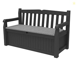 Keter Solana 70 Gal Outdoor Storage Bench for Patio and Pool Accessori