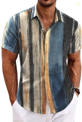 COOFANDY Men's Linen Shirts Short Sleeve Casual Shirts Button Down Shi