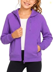 Girls Zip Up Hoodie Jacket Light Active Outerwear