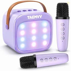 Mini Karaoke Machine for Kids with 2 Wireless Microphones Purple