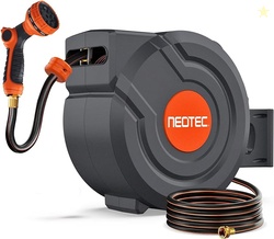 Upgraded Retractable Garden Hose Reel 1/2 x 130 ft 9 Pattern Nozzle An