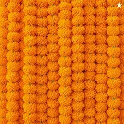 RAINFLOW 5PCS Artificial Marigold Garland - Light Orange Garlands for 