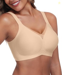 Women's Wireless Bras Full Coverage V Mesh Padded Bralette No Underwir