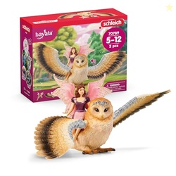 Schleich Bayala - 4Pc Fairy in Flight on Glam Owl Set - Kids Ages 5+ |