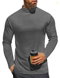 Ekouaer Men's Mock Turtleneck Long Sleeve Turtle Neck Tops Thermal Shi