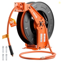 VEVOR Retractable Air Hose Reel, 3/8 Inch x 50 FT Rubber Air Hose Max 