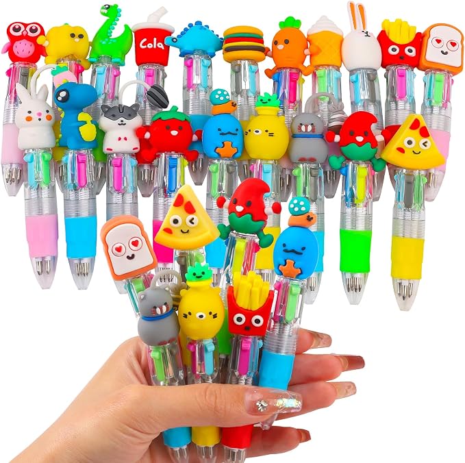 CZWZ 24Pcs Mini Multicolor Pens in One 4-in-1 Cute Pens Bulk for Kids 
