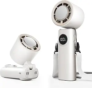 MUXNW Handheld Mini Portable Fan HD Display 100 Speed Levels(White)