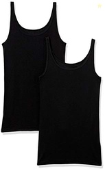 Amazon Essentials Women's Slim-Fit Thin Strap Tank Top, Pack of 2, Bla