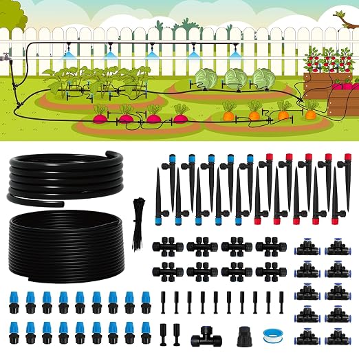 240FT Drip Irrigation System Kit Quick-Connect Garden Watering System