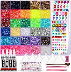 Teenitor 36000Pcs Resin Rhinestones for Bedazzling 30 Colors AB Rhines