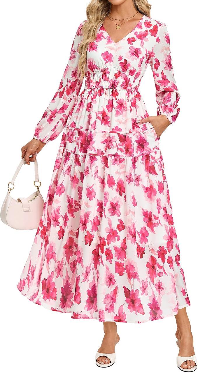 GRACE KARIN Womens Long Sleeve Floral Maxi Fall Dress 2026