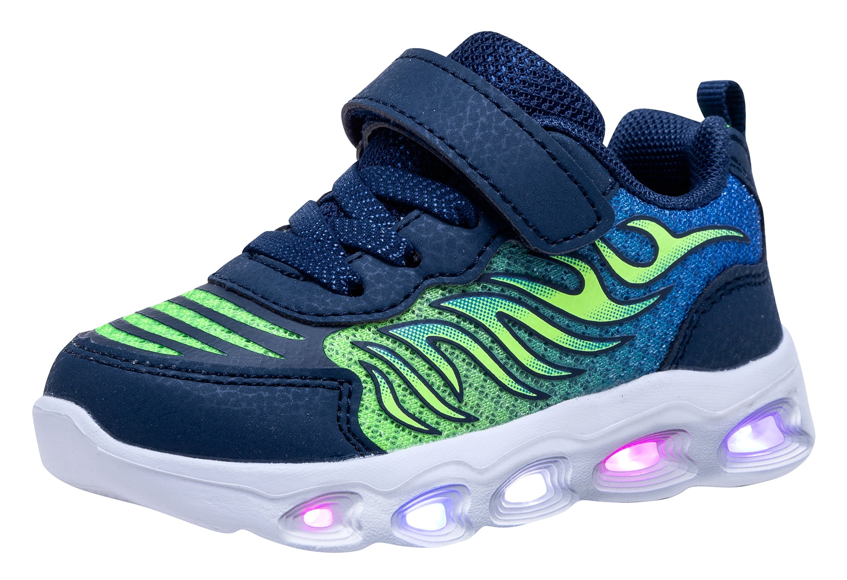 NEWMALL Girls LED Light Up Sneakers Kids Low Top Shoe(7 ToddlerNavy)