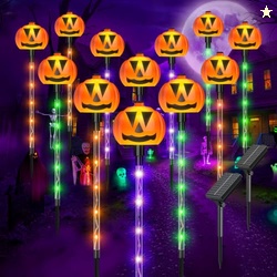 12 Pack Halloween Outdoor Decorations Solar Pathway Stake Pumpkin Ligh
