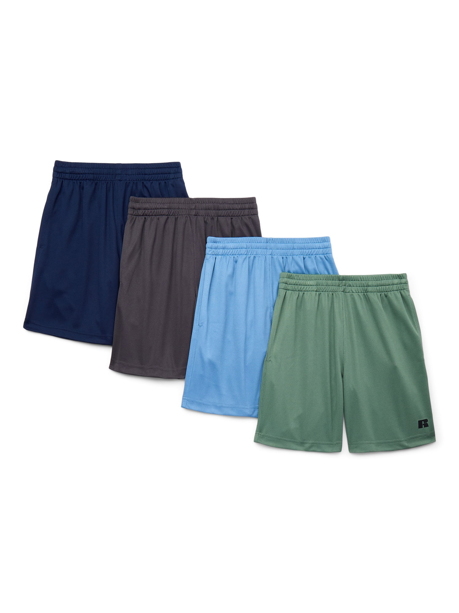 Russell Athletic Boys Performance Mesh Shorts 4-Pack, Sizes 4-18 & Hus