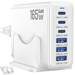 Newdarren 165W Charging Station, 6 Port Desktop Charger, 3 Ports 40W W