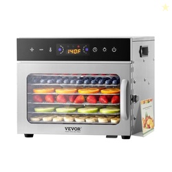 VEVOR Food Dehydrator Machine, 6 Stainless Steel Trays, 400W Electric 