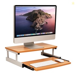 Mind Reader Monitor Stand, Sliding Keyboard Drawer, Laptop, Riser, Off