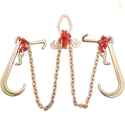 VEVOR G80 V Bridle Chain, 5/16 in x 3 ft Towing Chain Bridle with J Ho