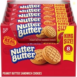NUTTER BUTTER Peanut Butter Sandwich Cookies, King Size, 10 Snack Pack