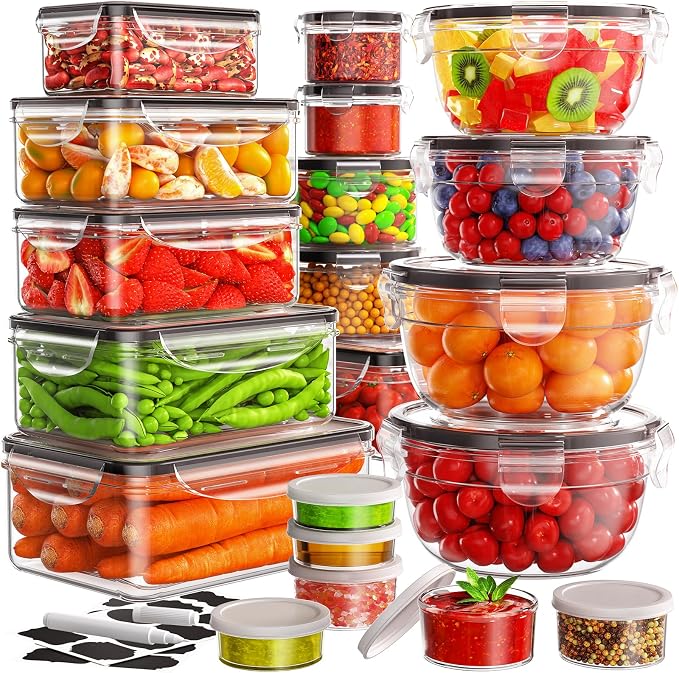 40 PCS Food Storage Containers with Lids Airtight (20 Lids &20 Contain