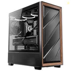 Antec Flux Wood Mid-Tower E-ATX PC Case, 5 PWM Fans Included, Black