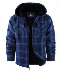 SCODI Men's Flannel Jacket Sherpa Lined Plaid Fleece Hoodies Zip Up Co