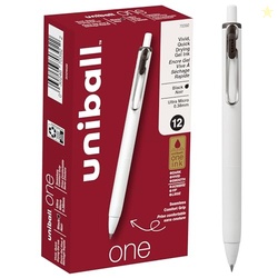 Uniball One Gel Pen 12 Pack; 0.38mm Ultra Micro Black Pens; Gel Ink Pe