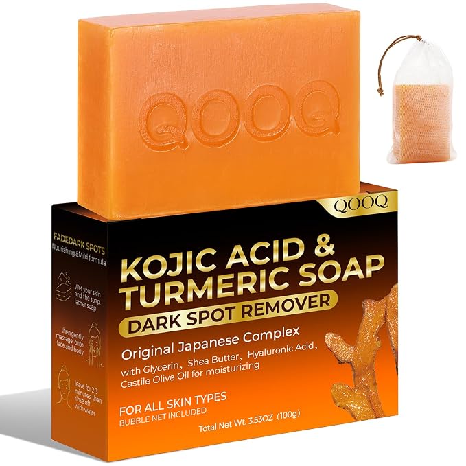 QOOQ Turmeric Kojic Acid Soap for Dark Spot Remover - Facial Cleansing