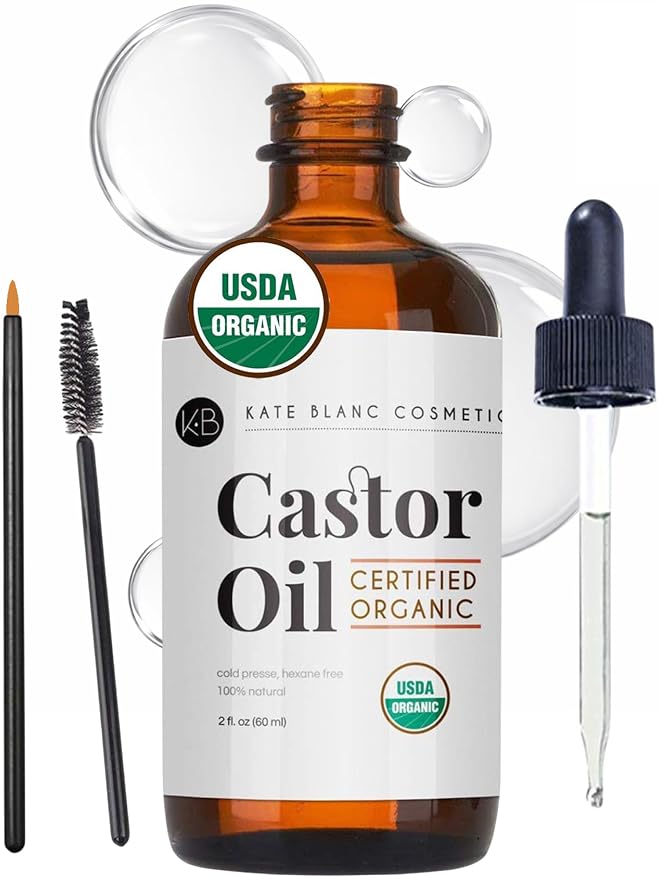 Kate Blanc Cosmetics Castor Oil Organic for Hair Lashes, Face, Skin (2