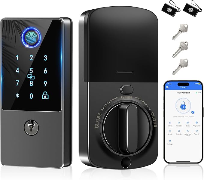 Smart Door Lock Deadbolt Keyless Entry Door Lock with Fingerprint & Ke