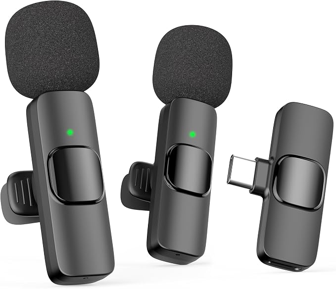 Oraolo Mini Wireless Lavalier Microphone for iPhone 2 Pack Professiona