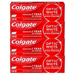 Colgate Optic White Stain Fighter Whitening Toothpaste, Mint, 4 Pack, 