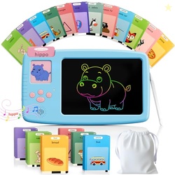 ZONSTVYS Flash Cards For Toddlers 1-3: 2-in-1 LCD Writing Board, Blue