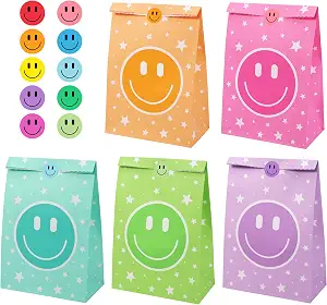 Wercokt 20PCS Party Gift Bags with Smile Face Stickers