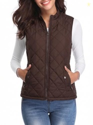 Fuinloth Women's Quilted Vest, Stand Collar Lightweight Zip Padded Gil