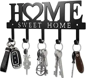 Key Holder Hooks Organizer Hanger Rack Wall Mounted Sweet Home Metal D