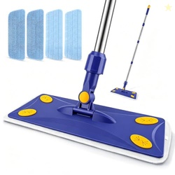 EZKEY Microfiber Flat Mop for Hardwood MultiSurface Floor Cleaning, Bl