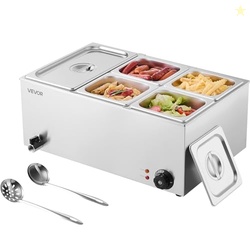 VEVOR 24QT Commercial Food Warmer, 5-Pan Electric Steam Table, 1200W P