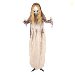 Haunted Hill Farm 3.9-Ft. Rising Head Creepy Girl Halloween Animatroni