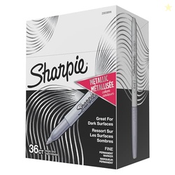 Sharpie Metallic Permanent Markers, Fine Point, Metallic Silver, 36 Co