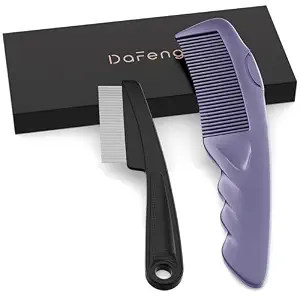 Dandruff Comb with Self-Cleaning Hollow Teeth Button-Release Scalp Det