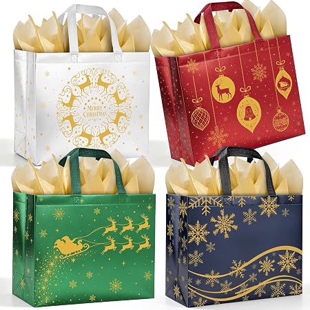 16 Pack 13 Large Christmas Gift Bags Reusable Bags With Tissue Paper