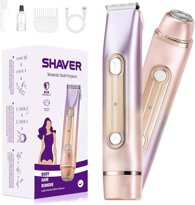 Bikini Trimmer for Women Waterproof Dual-Head Electric RazorsLavender