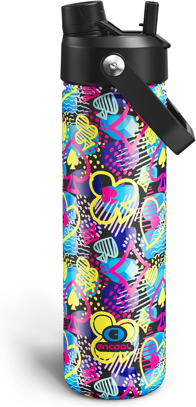 ENCOOL Insulated Water Bottle with Straw Stainless Steel Water Bottle 