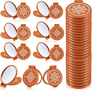Lineshading 24 Pcs Diwali Kolam Compact Mirror Return Gifts for Pooja