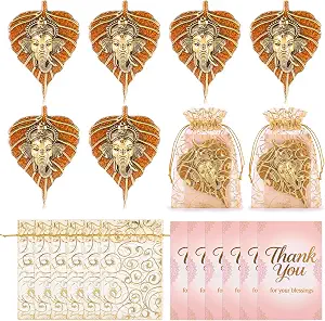 Marsui 6 Pack/18 Pcs Metal Leaf Ganesha Diwali Return Gifts for Pooja